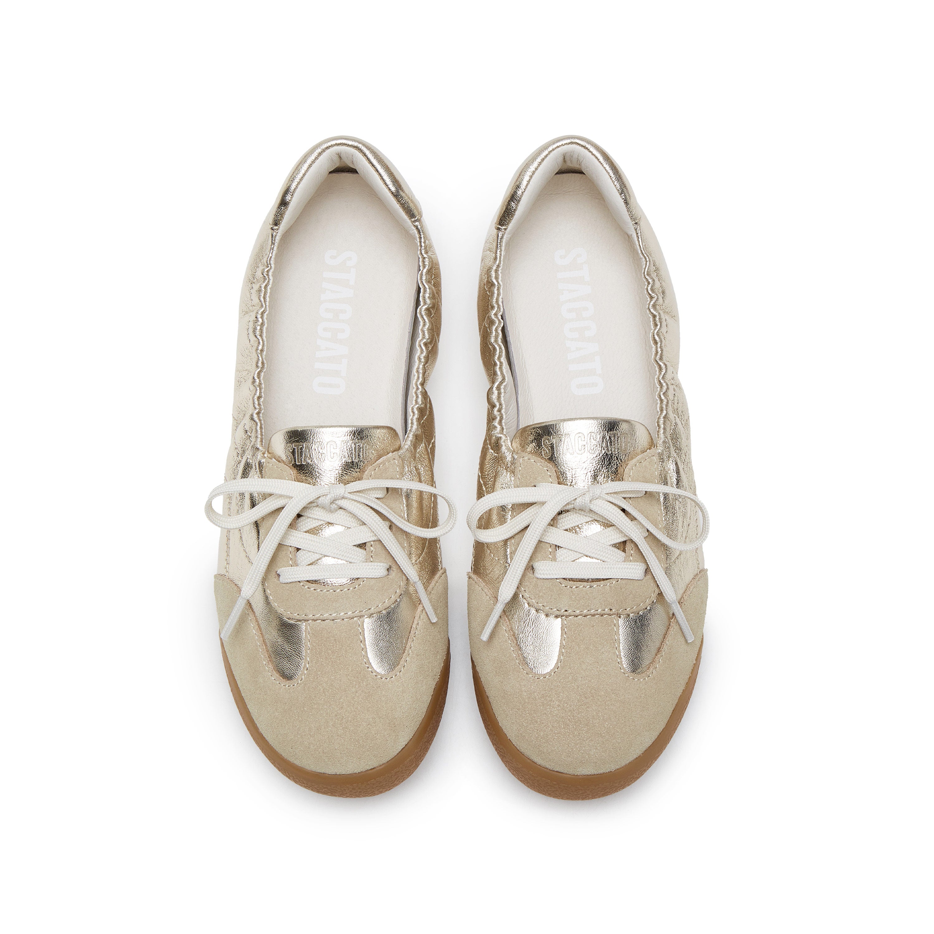 Gold Patch Leather Ballerina Trainers