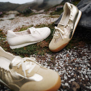 Gold Patch Leather Ballerina Trainers
