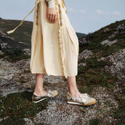 Gold Patch Leather Ballerina Trainers