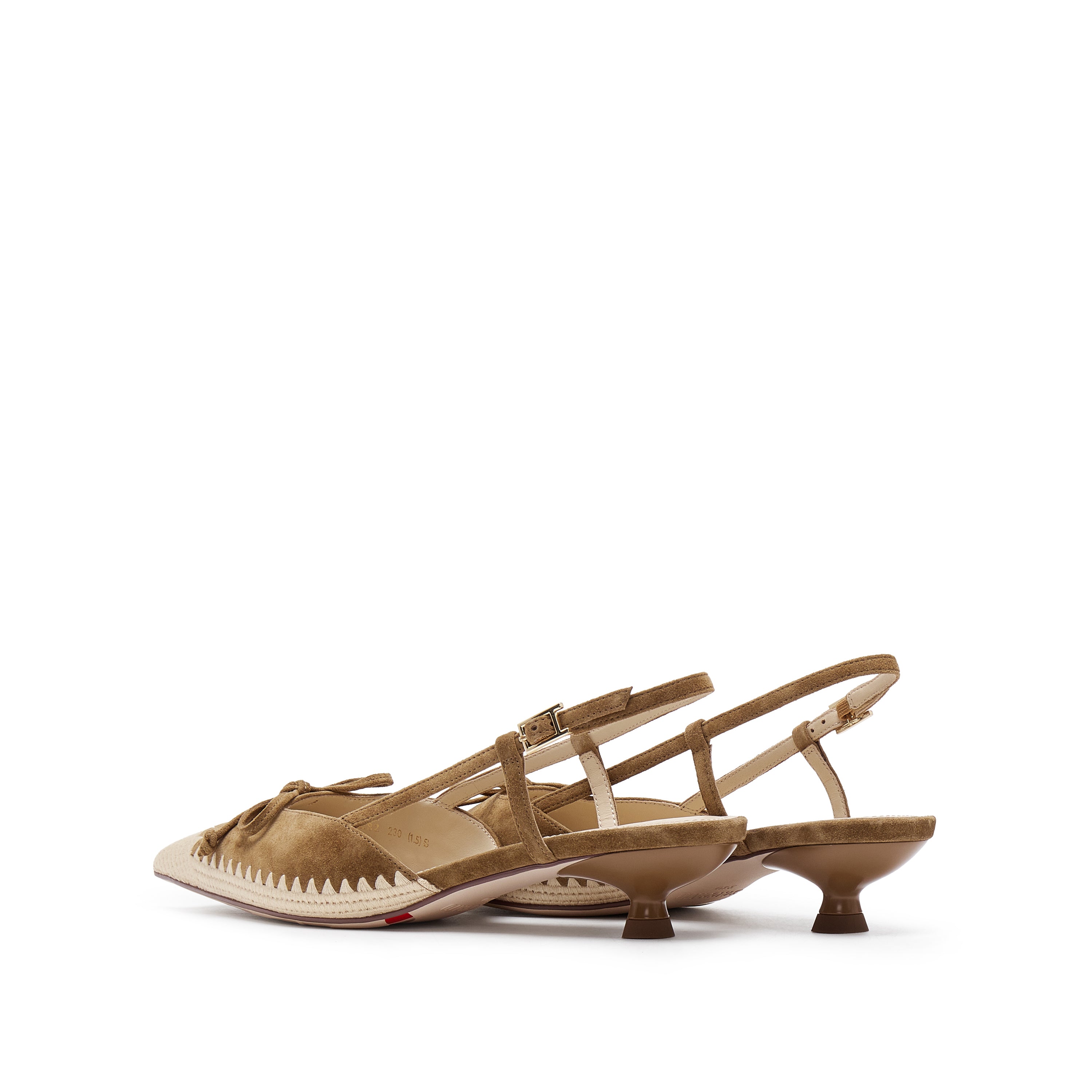 Brown Bow Raffia-embellished Pumps