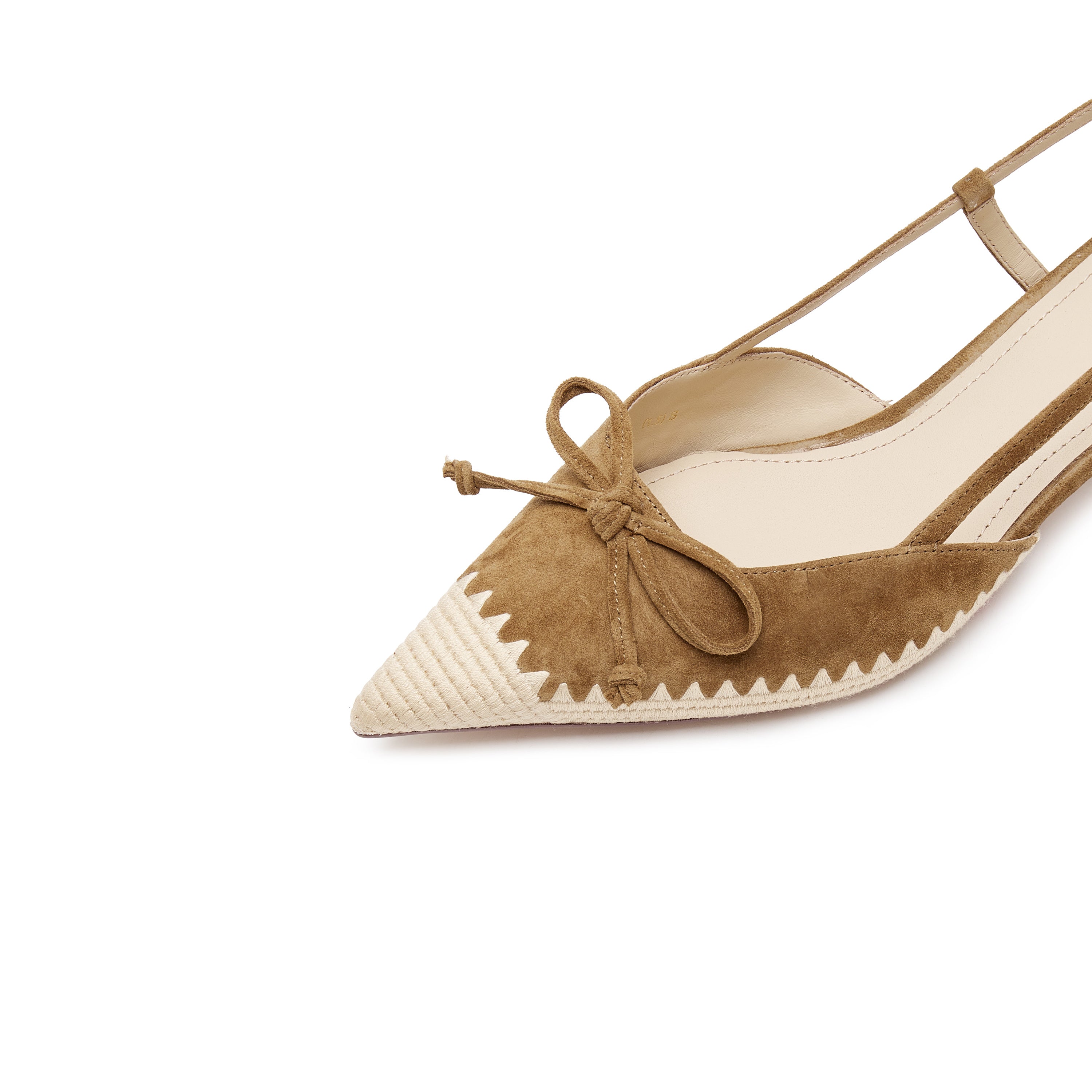 Brown Bow Raffia-embellished Pumps