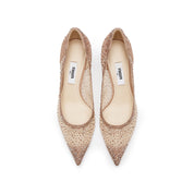 Pastel Crystal-embellished Mesh Pumps
