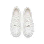 White Glitter Platform Leather Sneakers