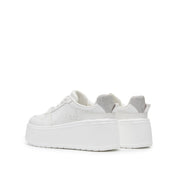 White Glitter Platform Leather Sneakers