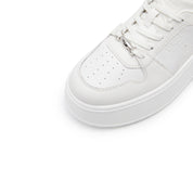 White Glitter Platform Leather Sneakers