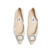 Crystal Buckle Jacquard Pointed Flats