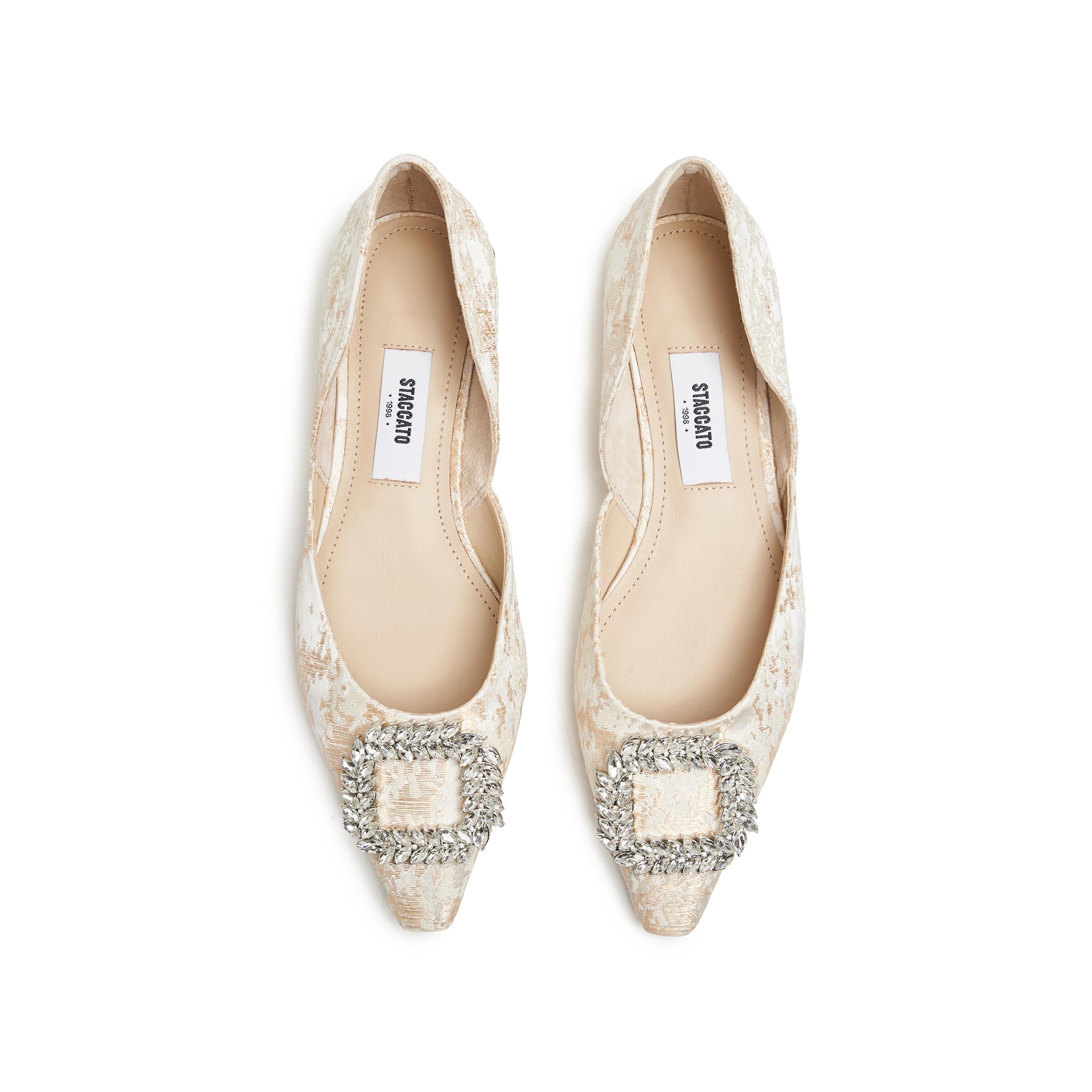 Crystal Buckle Jacquard Pointed Flats