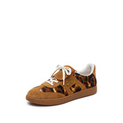 Leopard Lace-Up Detachable Tongue Sneakers