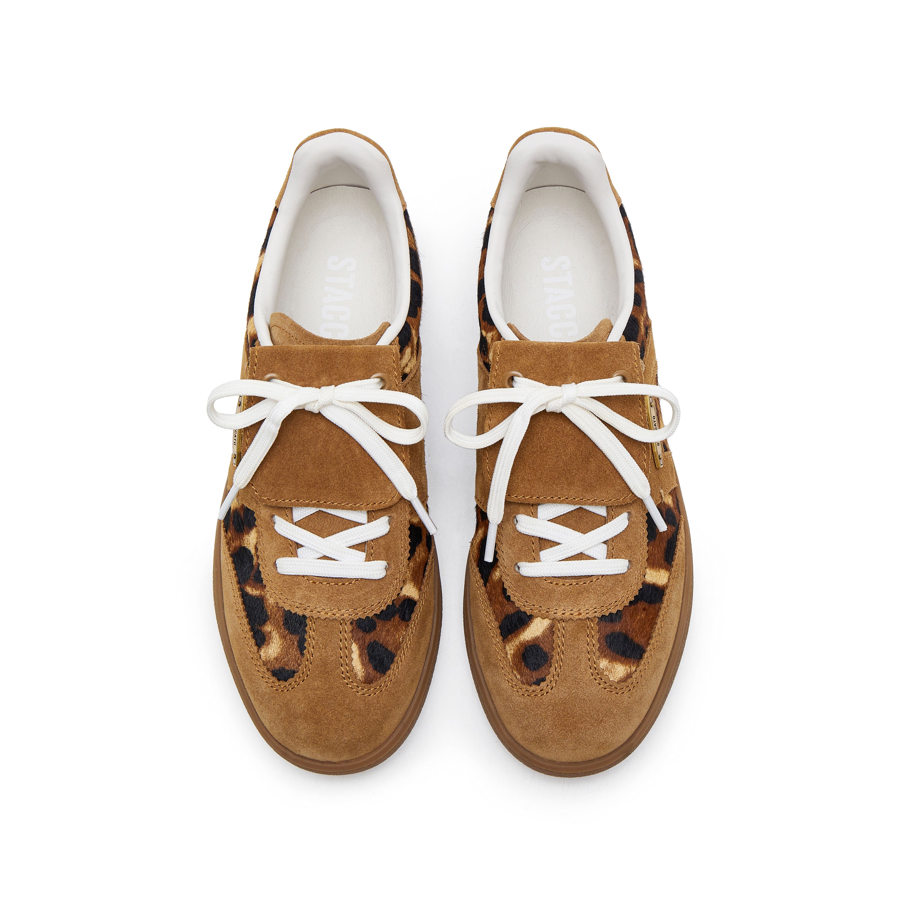 Leopard Lace-Up Detachable Tongue Sneakers