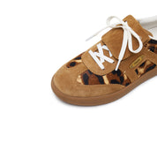 Leopard Lace-Up Detachable Tongue Sneakers