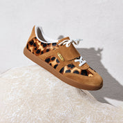 Leopard Lace-Up Detachable Tongue Sneakers