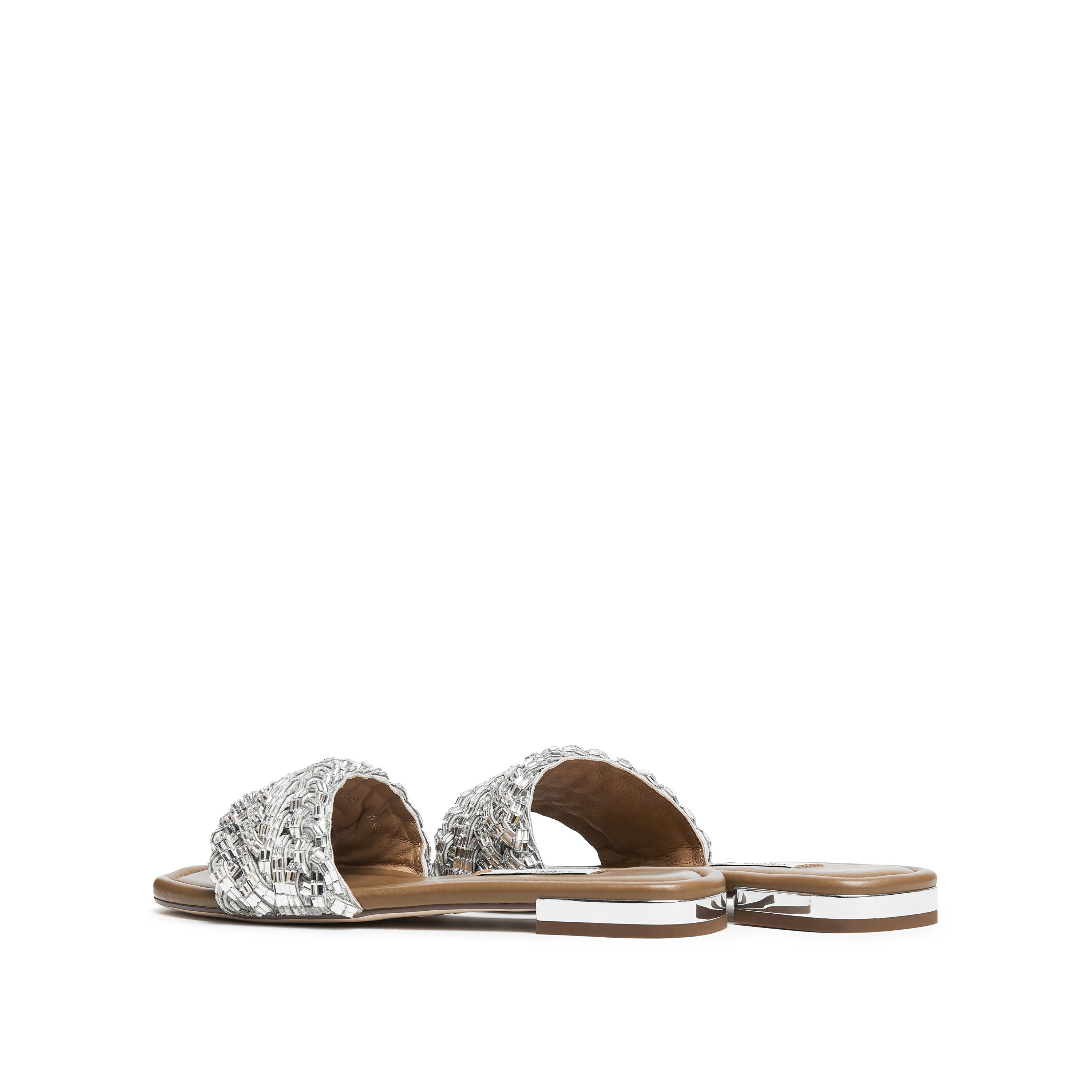 Crystal-Woven Strap Slides