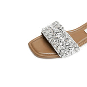 Crystal-Woven Strap Slides