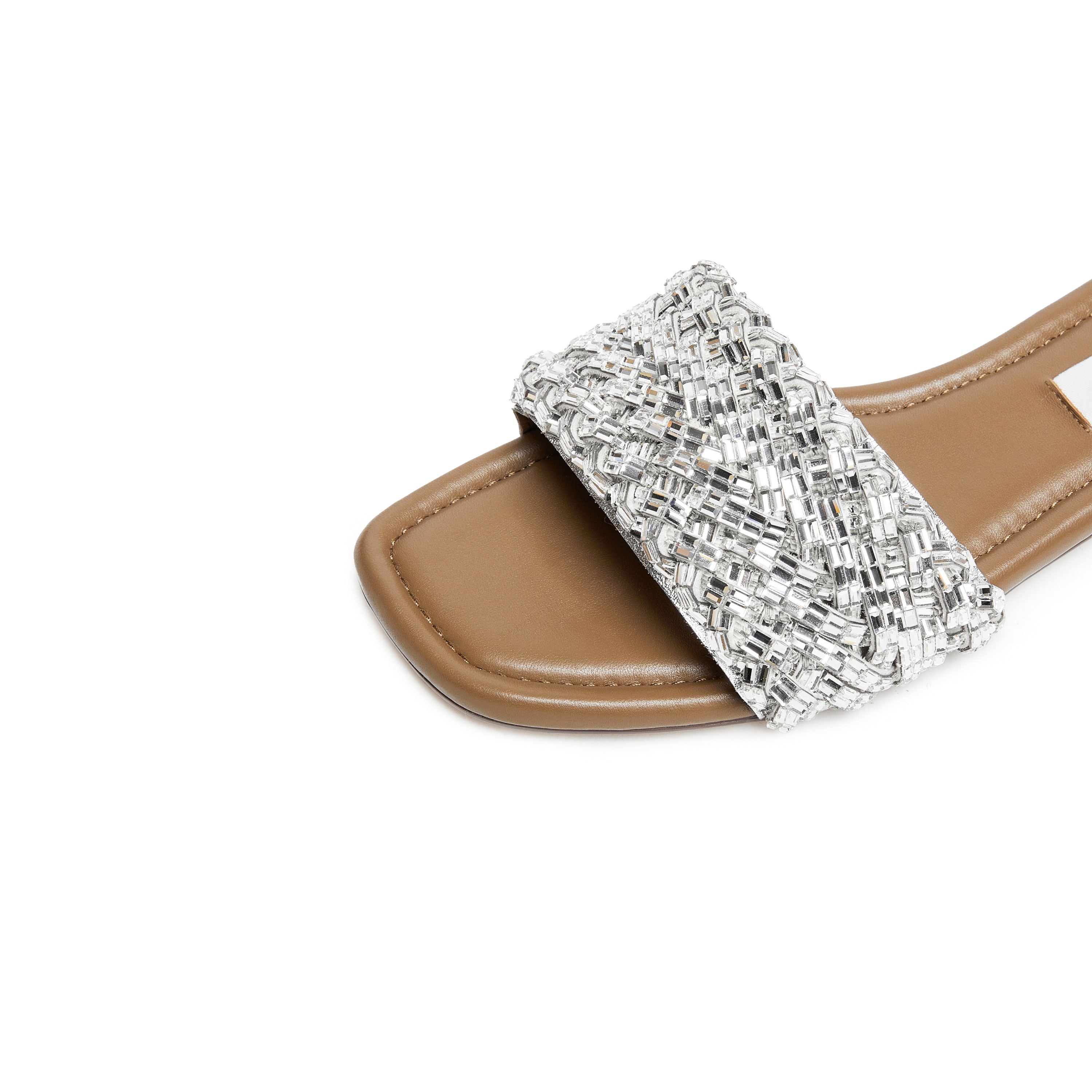 Crystal-Woven Strap Slides