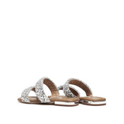 Crystal-Woven Strappy Sandals