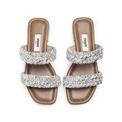 Crystal-Woven Strappy Sandals