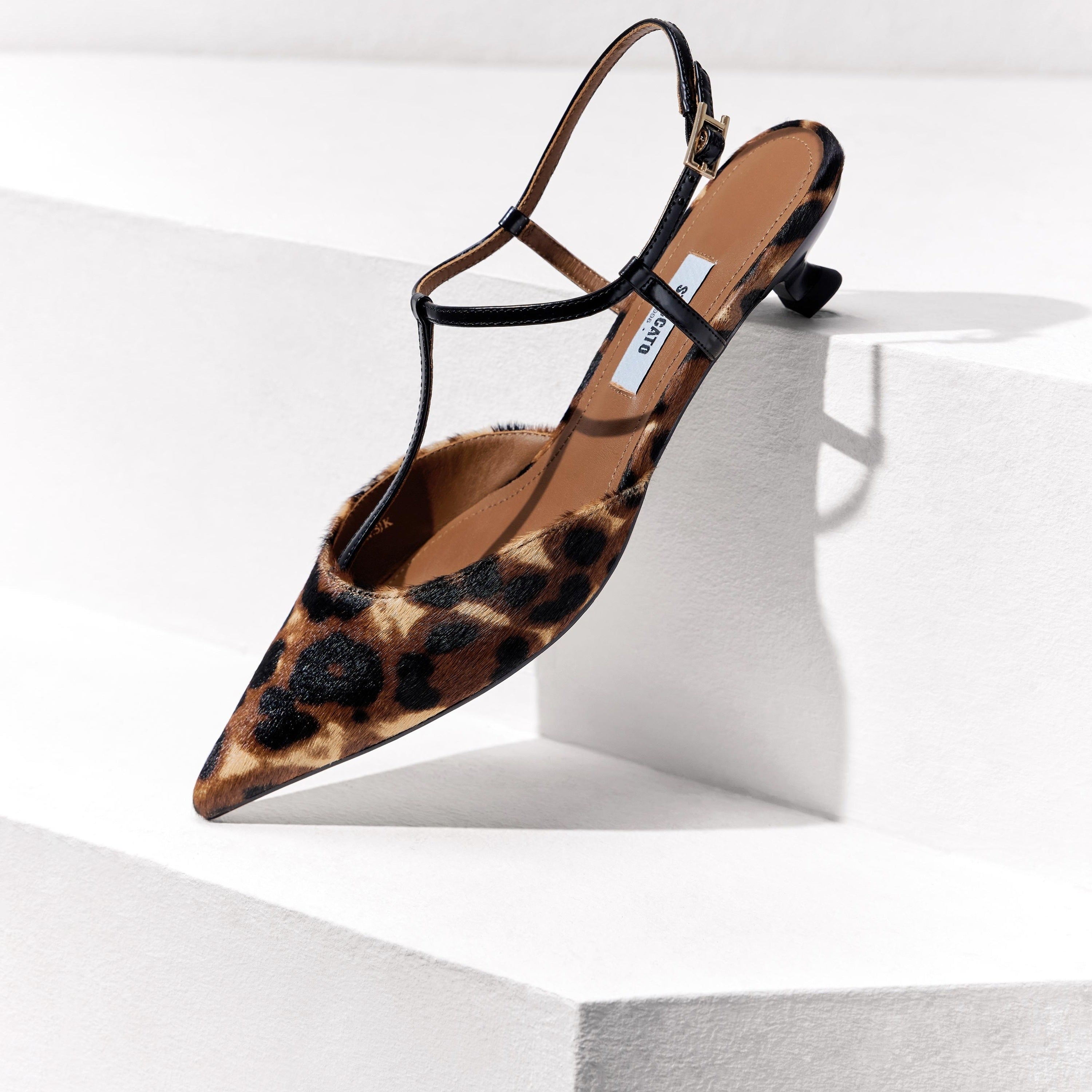 Leopard Strap Pointy Pumps