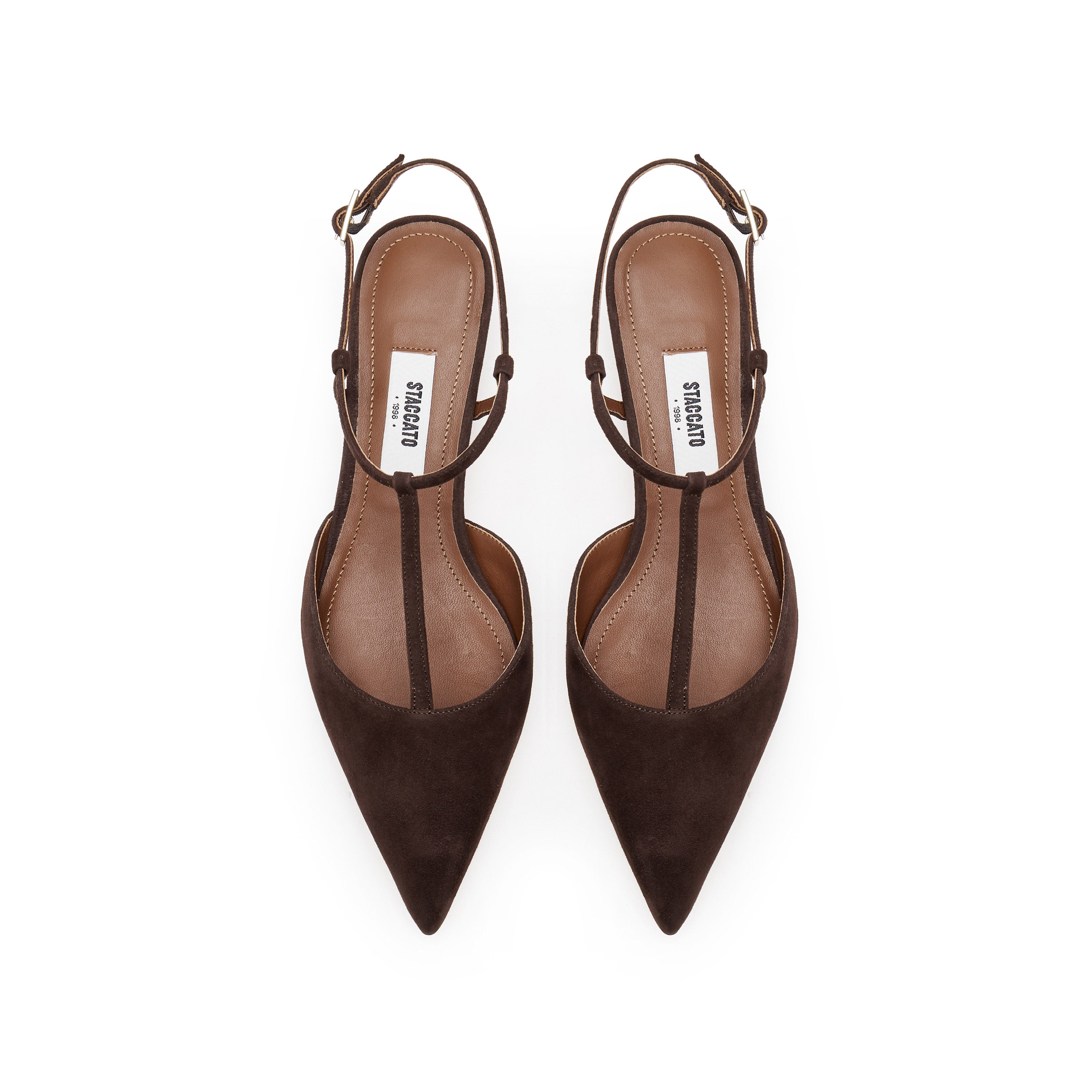 Brown Suede Strap Pointy Pumps