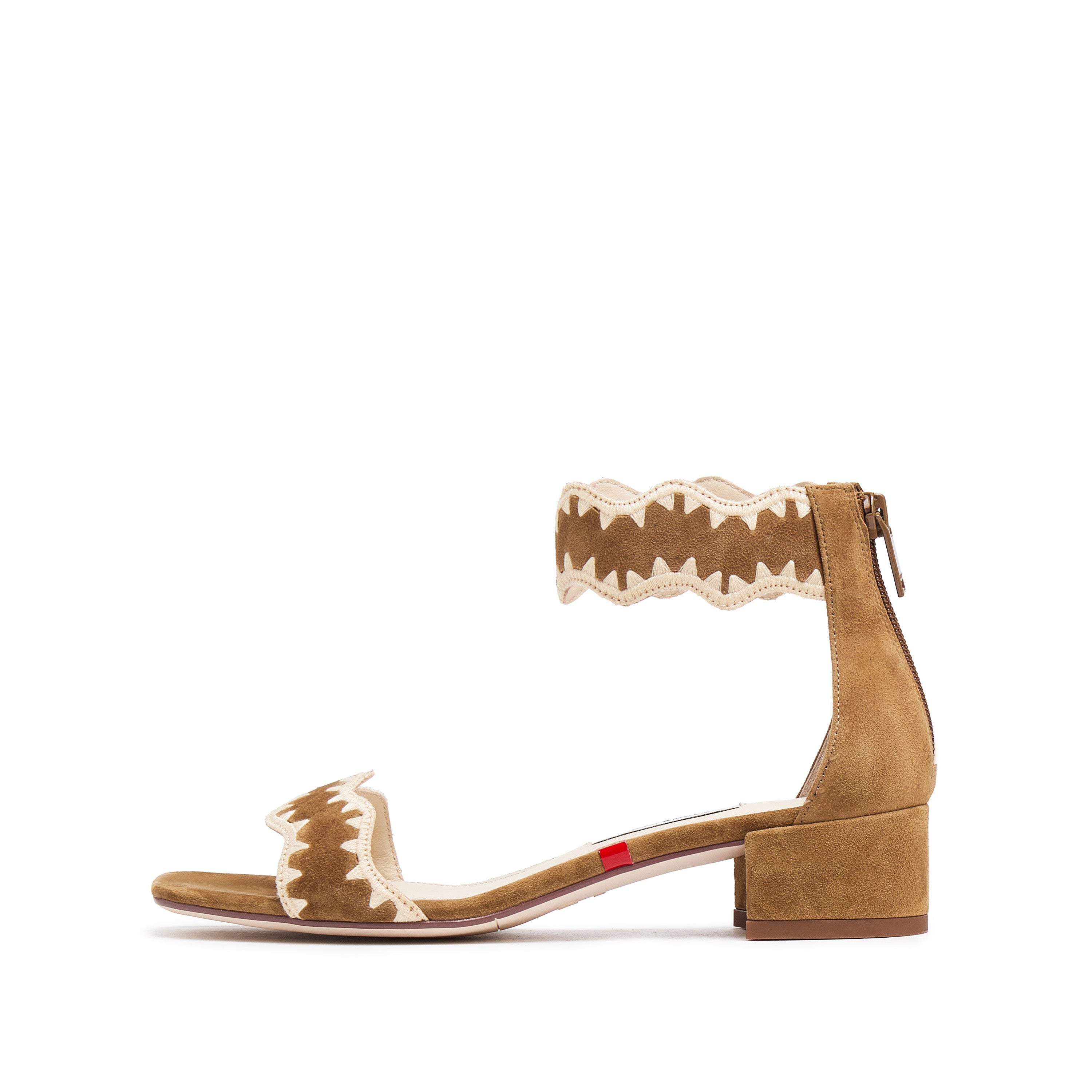 Brown Suede Ankle Strap Heeled Sandals