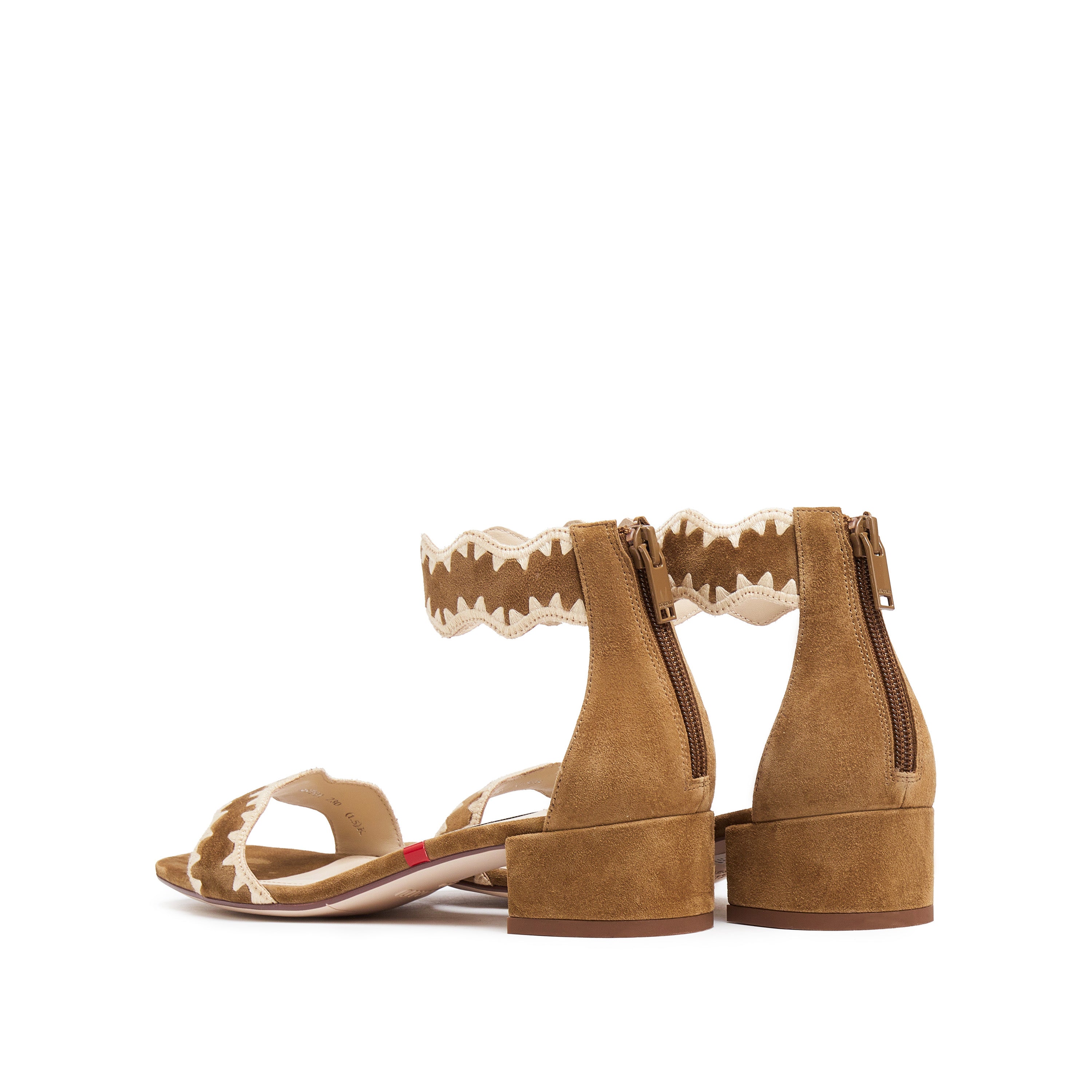 Brown Suede Ankle Strap Heeled Sandals