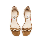 Brown Suede Ankle Strap Heeled Sandals