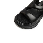 Black Leather Sproty Chunky Sandals