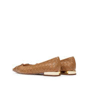Brown Bow Woven Leather Flats