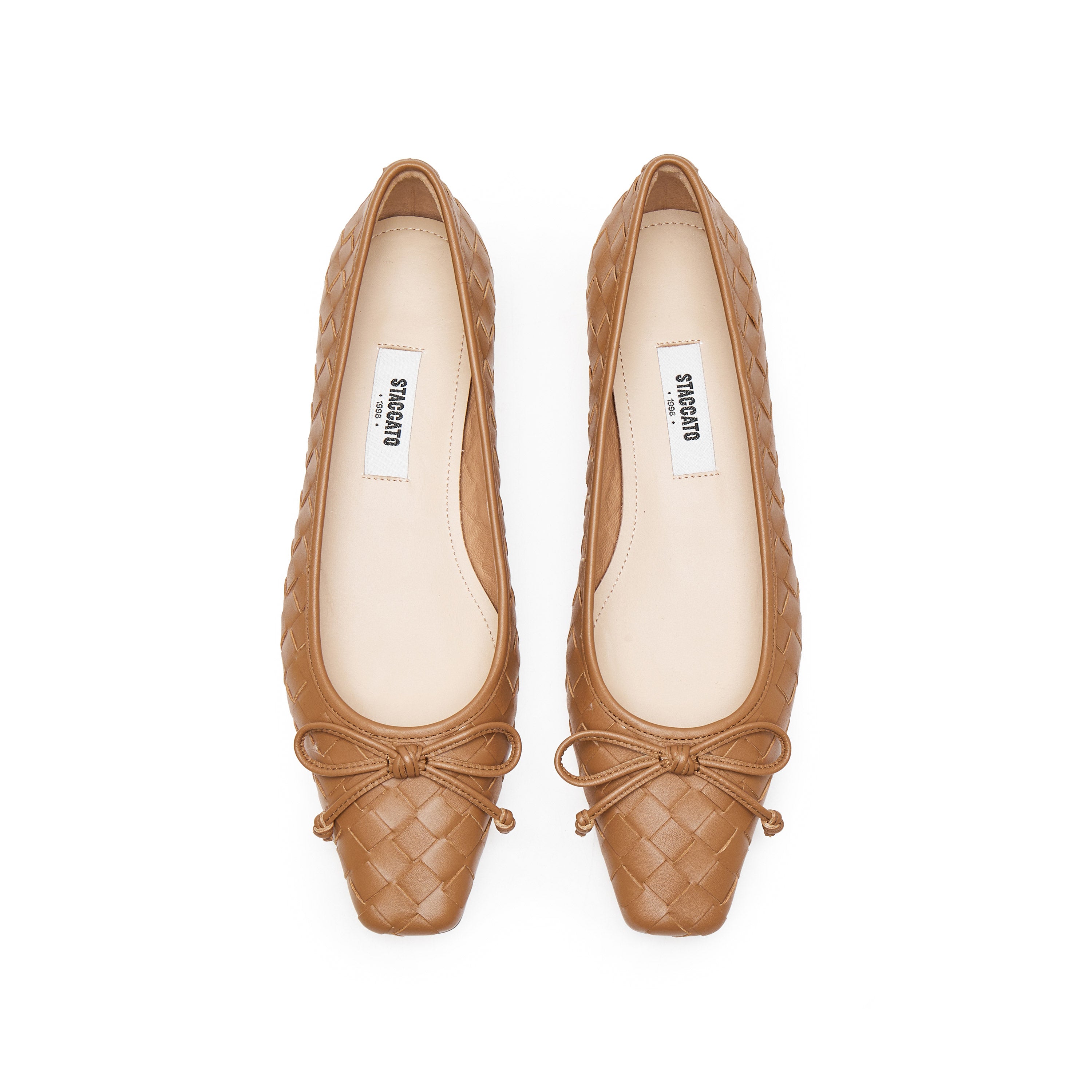 Brown Bow Woven Leather Flats