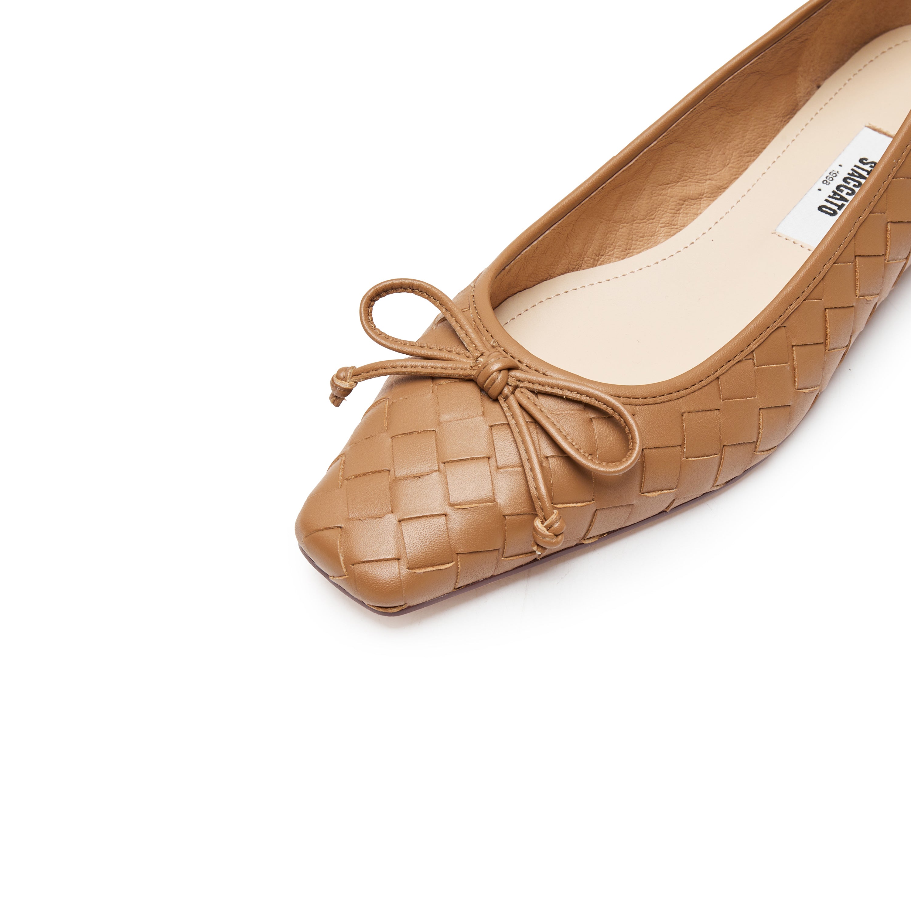 Brown Bow Woven Leather Flats