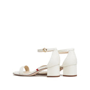 Beige Block Heel Ankle-Strap Sandals