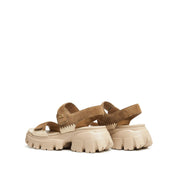 Brown Suede Strap Velcro Sporty Sandals