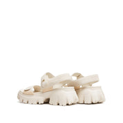 Beige Suede Strap Velcro Sporty Sandals