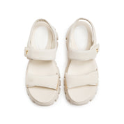Beige Suede Strap Velcro Sporty Sandals