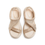 Rose Gold Crystal-embellished Cross Sporty Sandals