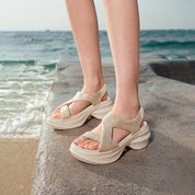 Rose Gold Crystal-embellished Cross Sporty Sandals