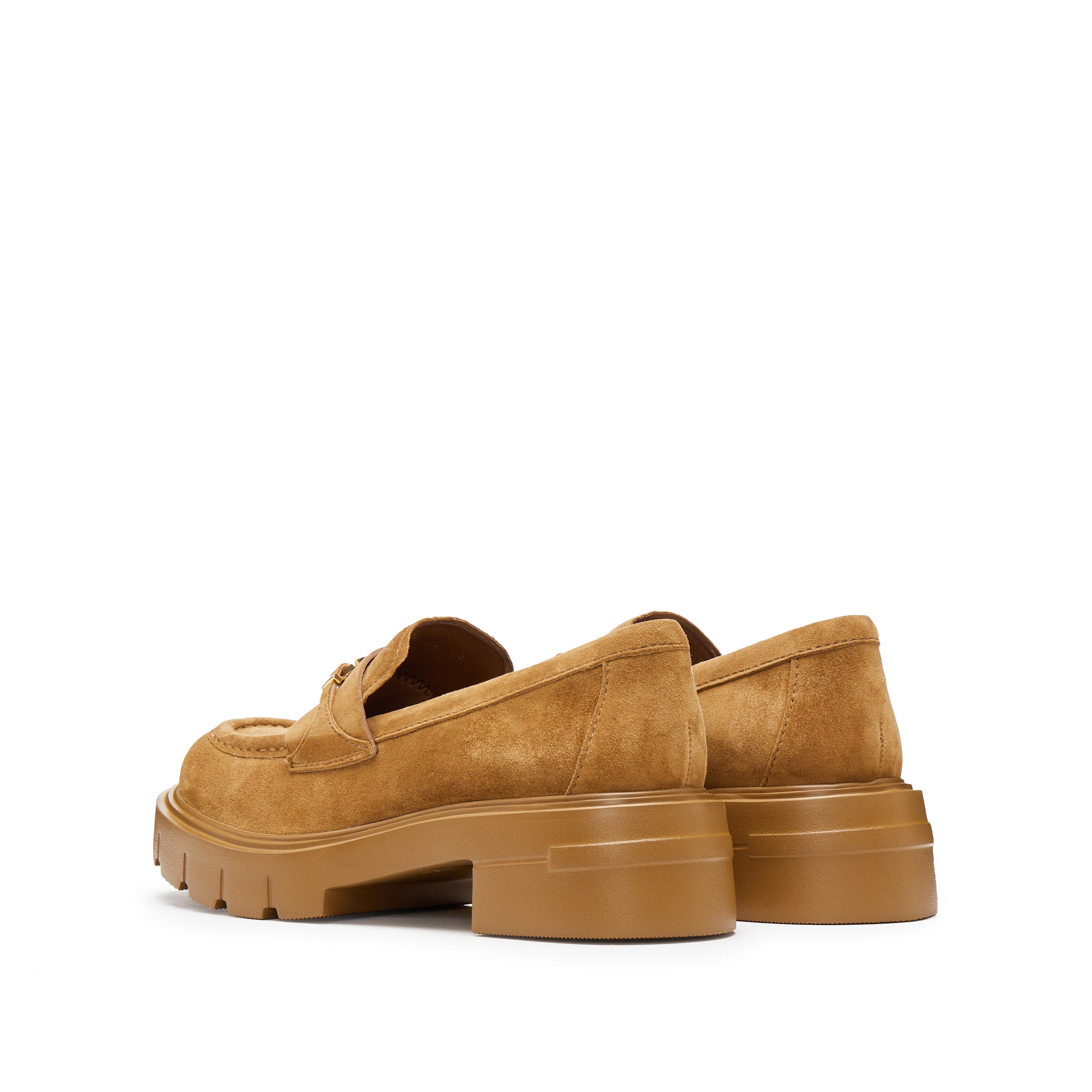 Khaki Signature Golden Ring Leaf Suede Loafers