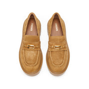 Khaki Signature Golden Ring Leaf Suede Loafers