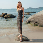 Silver Crystal Straw Strap Flat Sandals