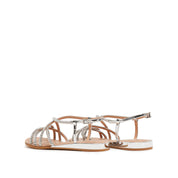 Silver Crystal Cross Strappy Flat Sandals
