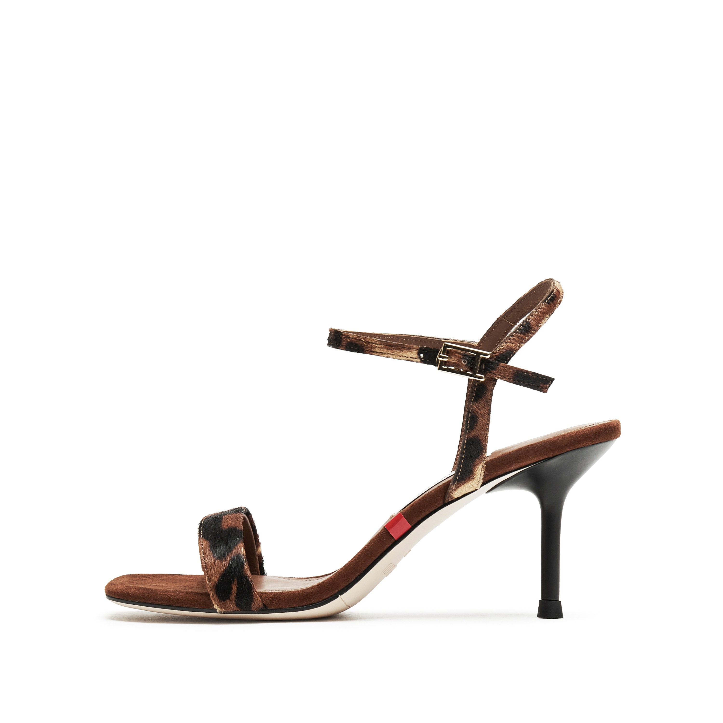 Leopard Strap Suede Heel Sandals