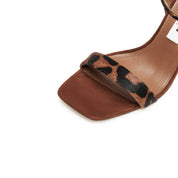 Leopard Strap Suede Heel Sandals