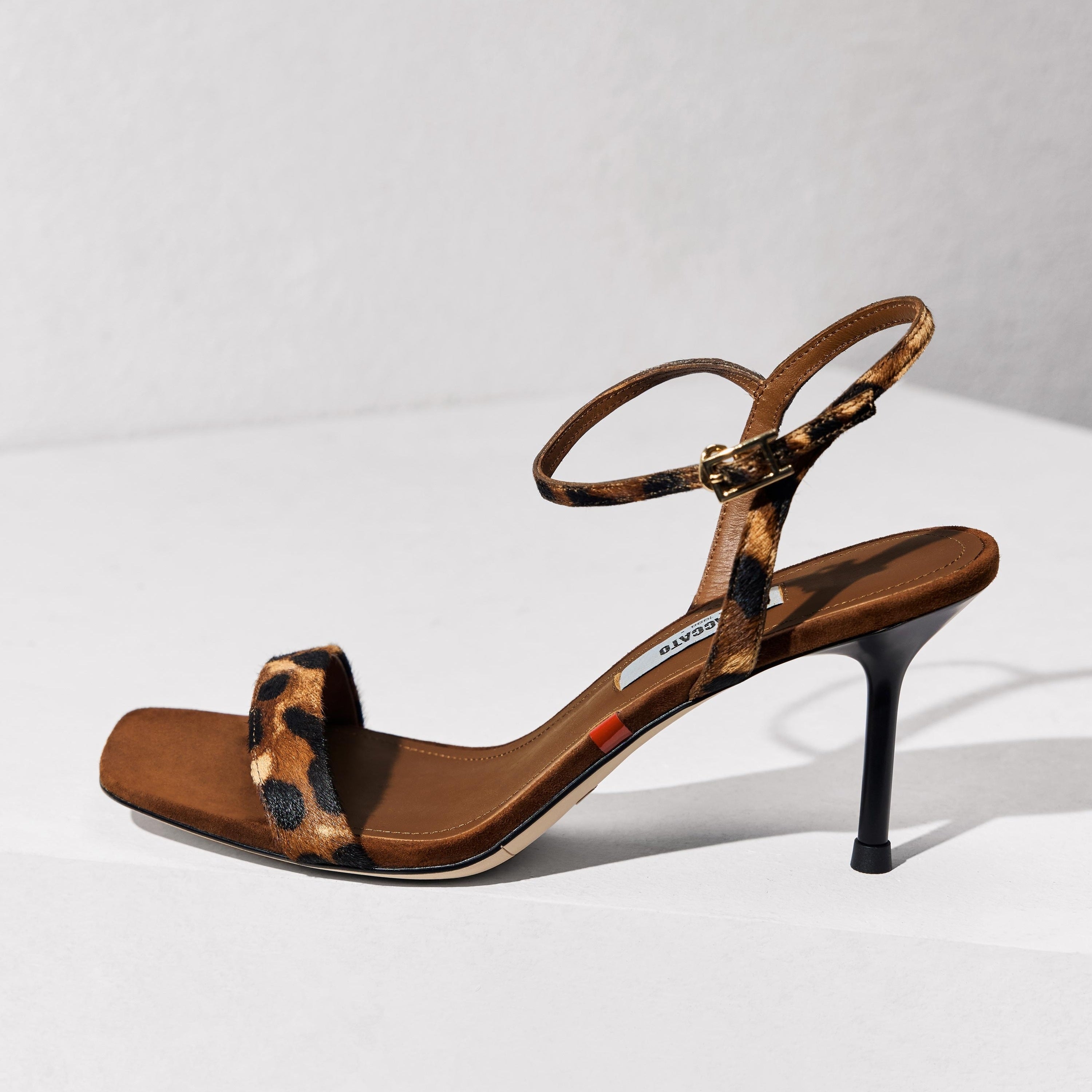 Leopard Strap Suede Heel Sandals