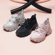 Grey Bows Satin Chunky Sneakers