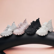 Grey Bows Satin Chunky Sneakers