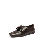 Espresso Waxy Bow Ballerina Flats