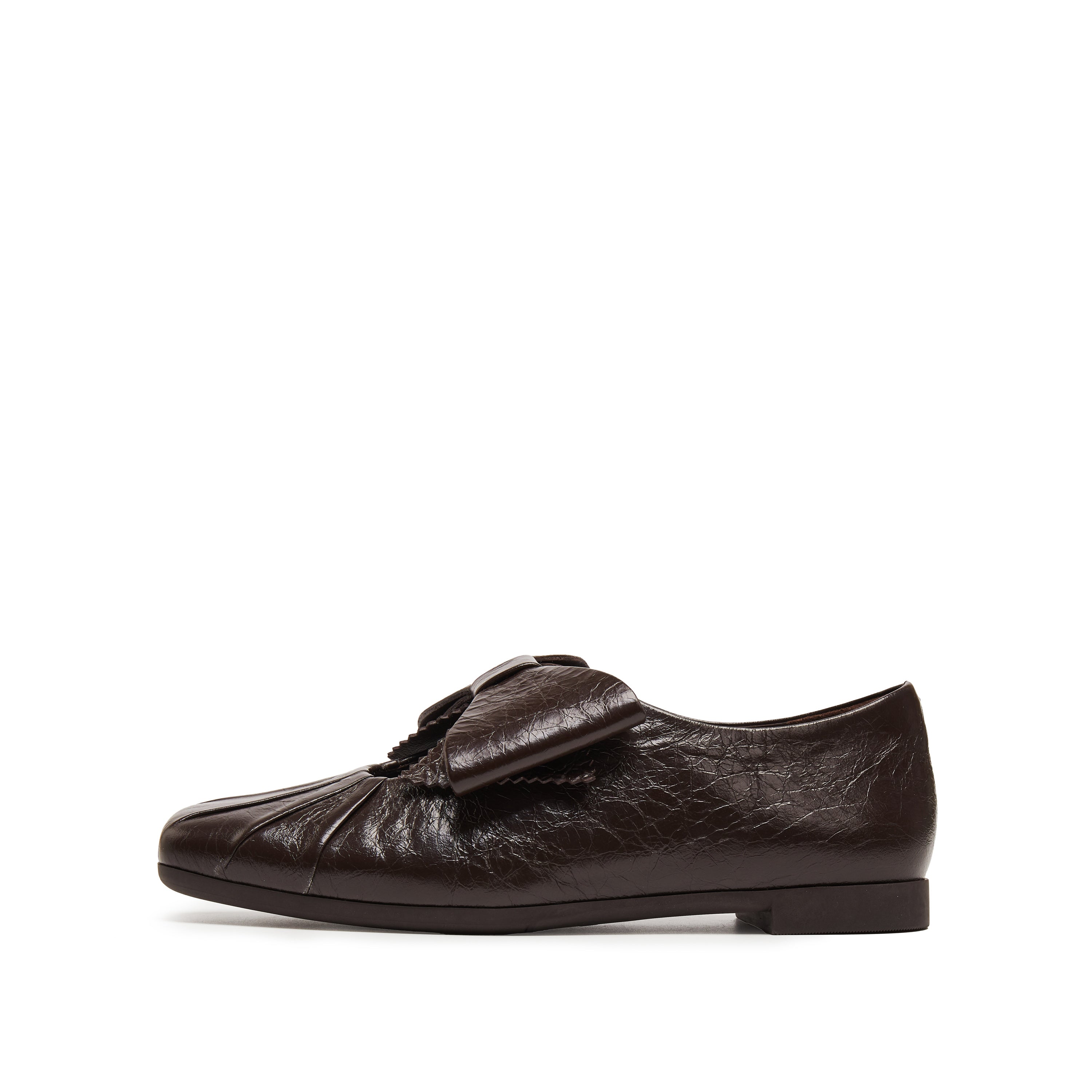 Espresso Waxy Bow Ballerina Flats