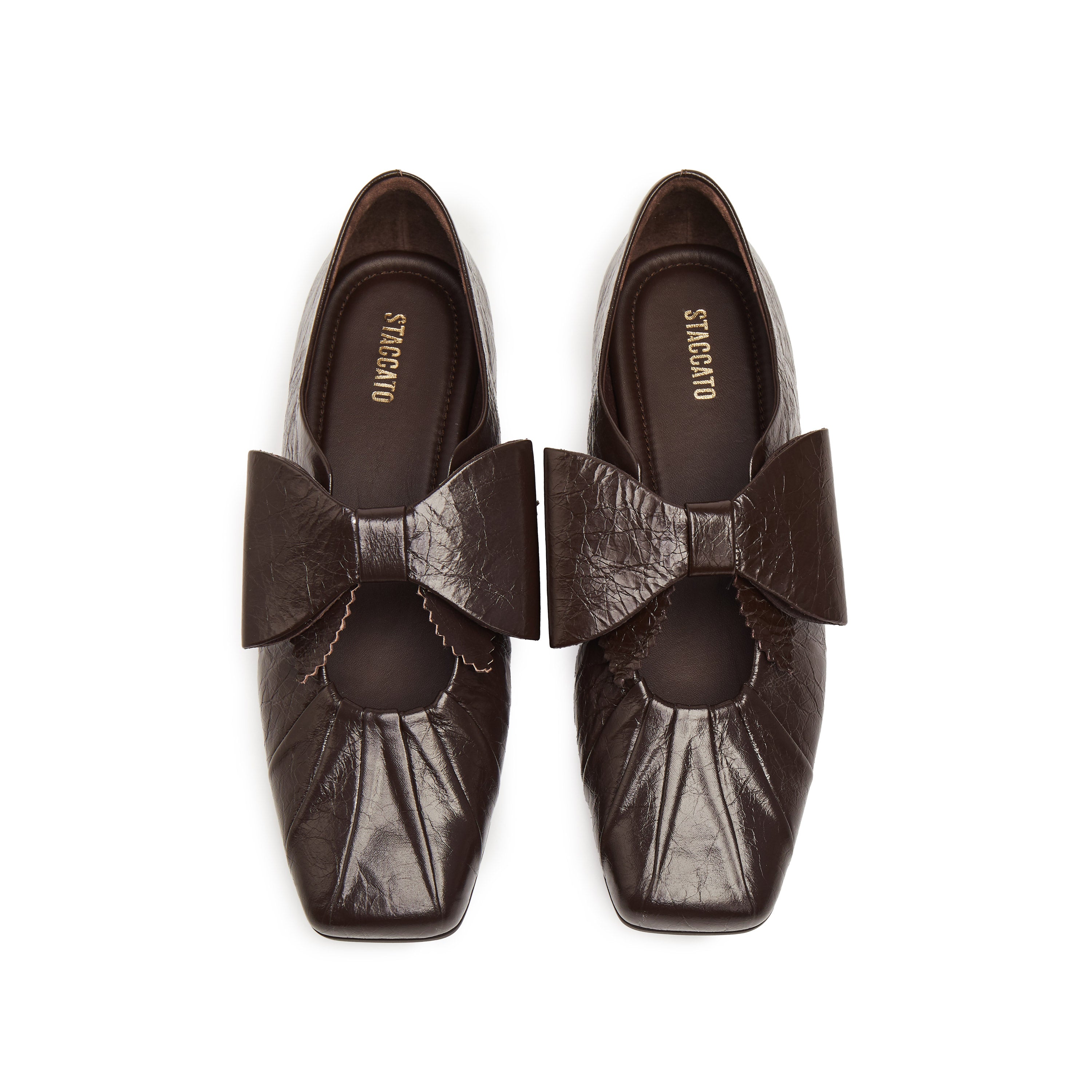 Espresso Waxy Bow Ballerina Flats