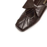 Espresso Waxy Bow Ballerina Flats