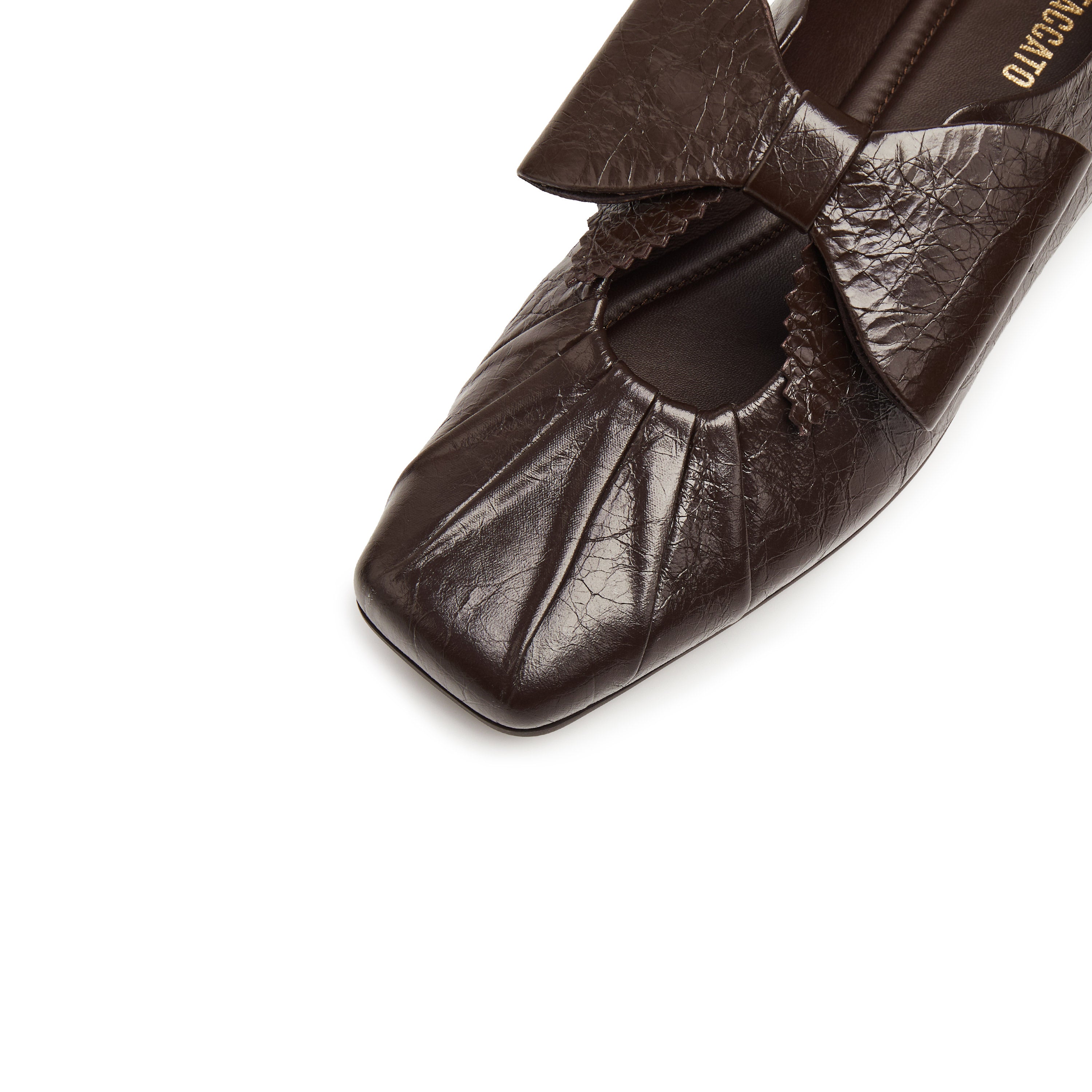 Espresso Waxy Bow Ballerina Flats