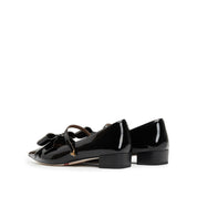 Black Bow Patent Pointed Mary Jane Flats